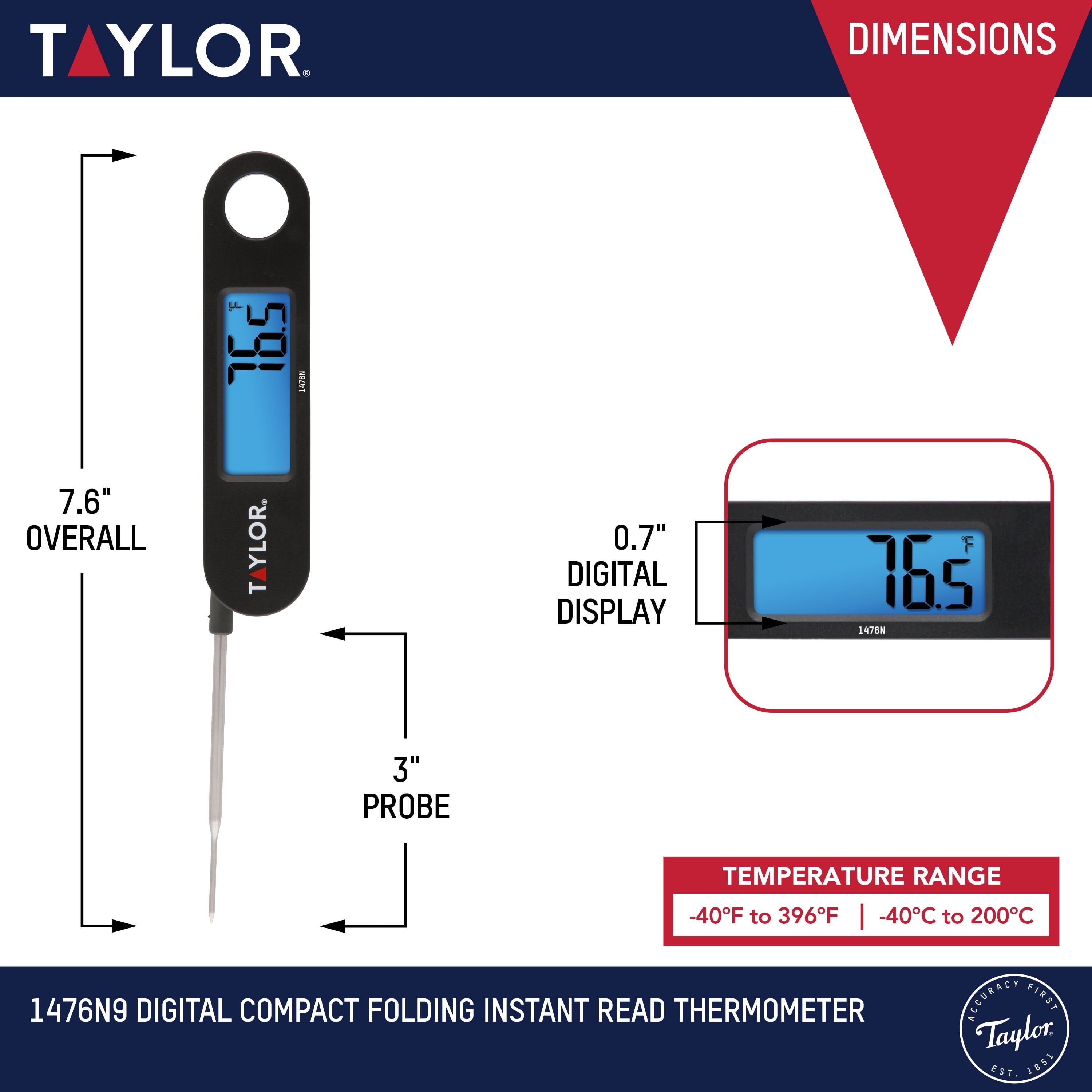 Digital Folding Probe Meat Thermometer with Blue Backlight Display