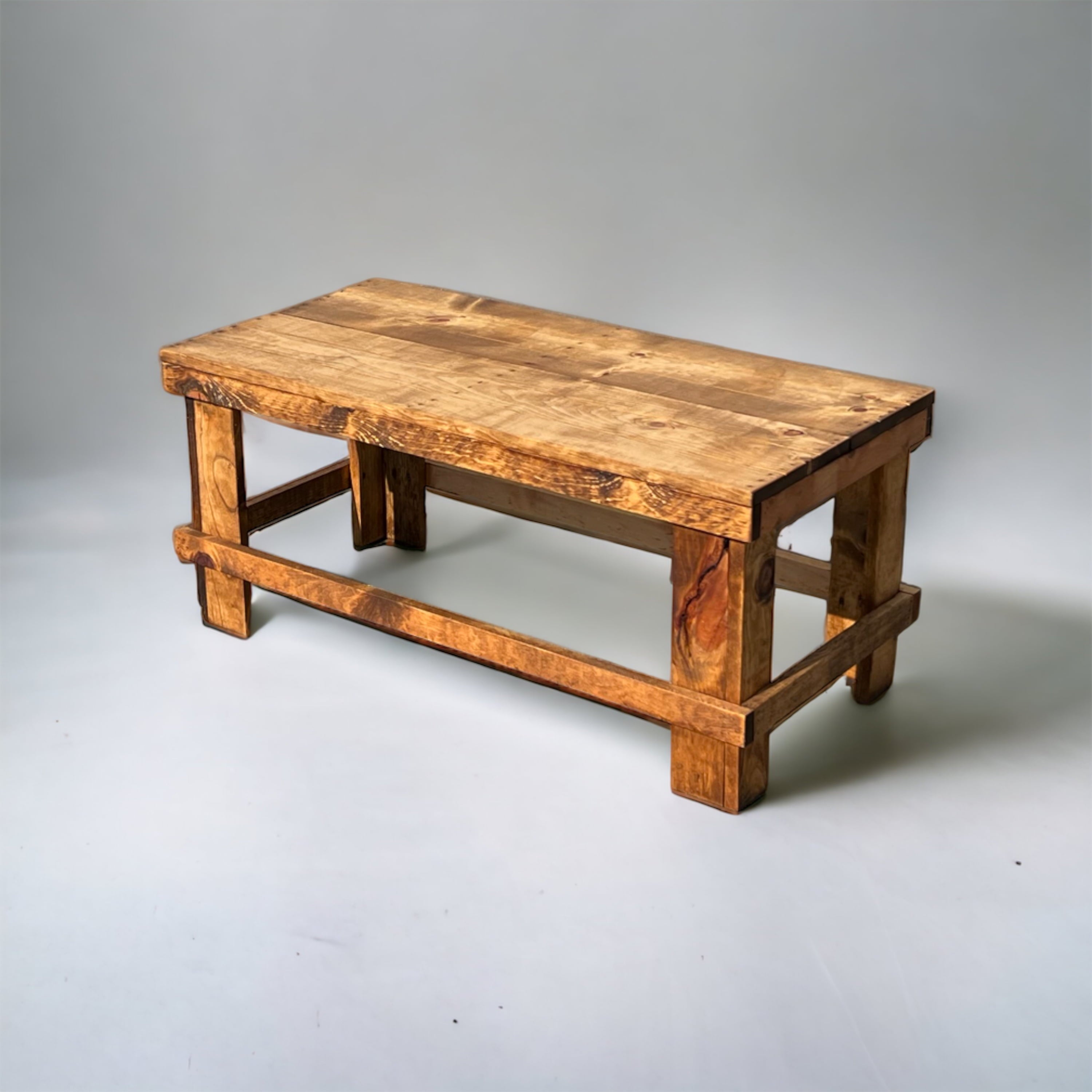 Woven Paths Landmark Pine Solid Wood Farmhouse Coffee Table, Light Brown