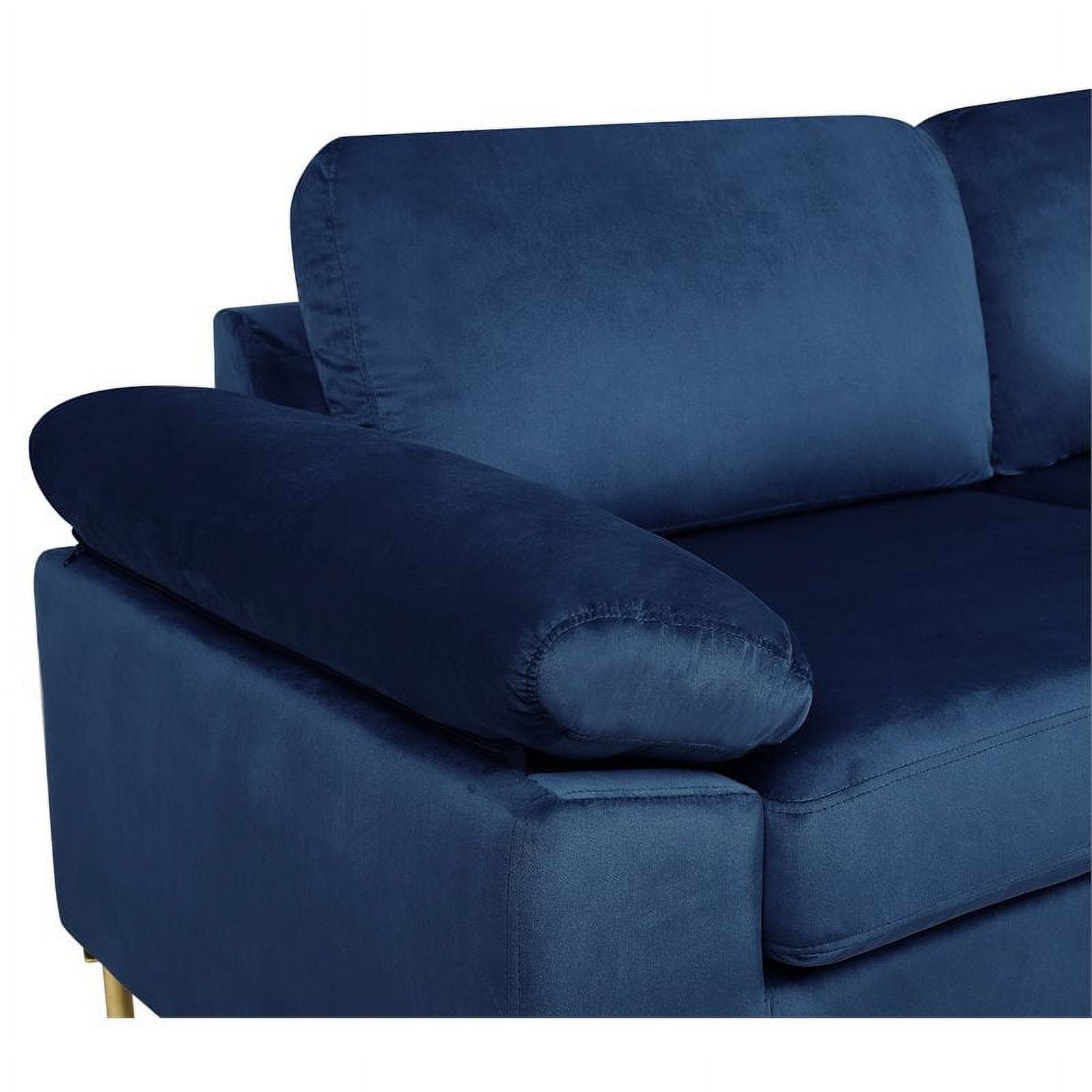 Maklaine Modern Velvet Sectional Sofa with Gold Legs in Blue