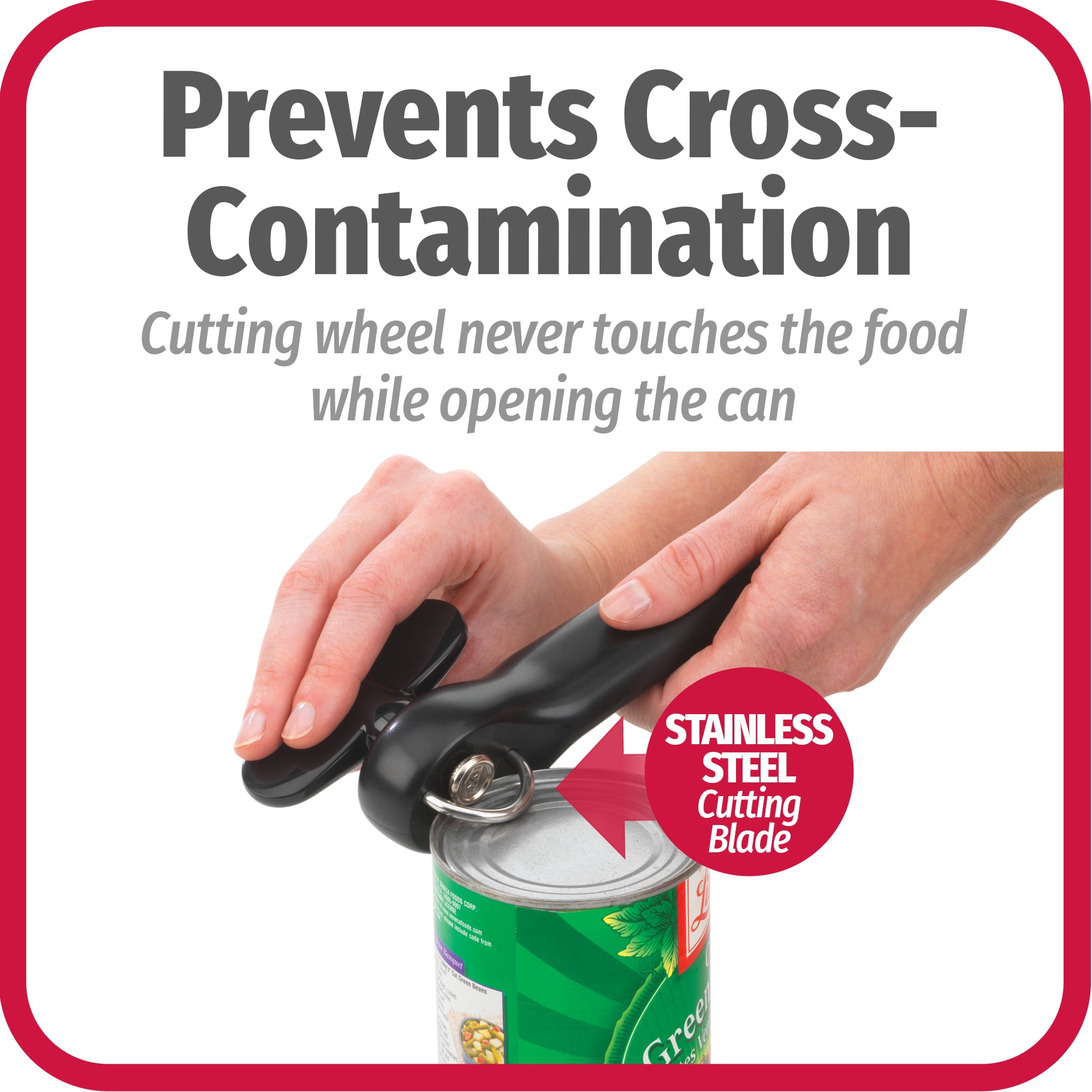 GoodCook Safe-Cut Manual Can Opener with Stainless Steel Cutting Blade, Black