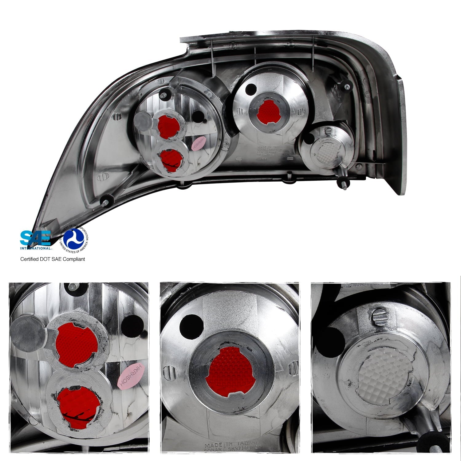 Fits 96-98 Ford Mustang Sport Coupe Black Tail Brake Lights Lamp Pair Left+Right