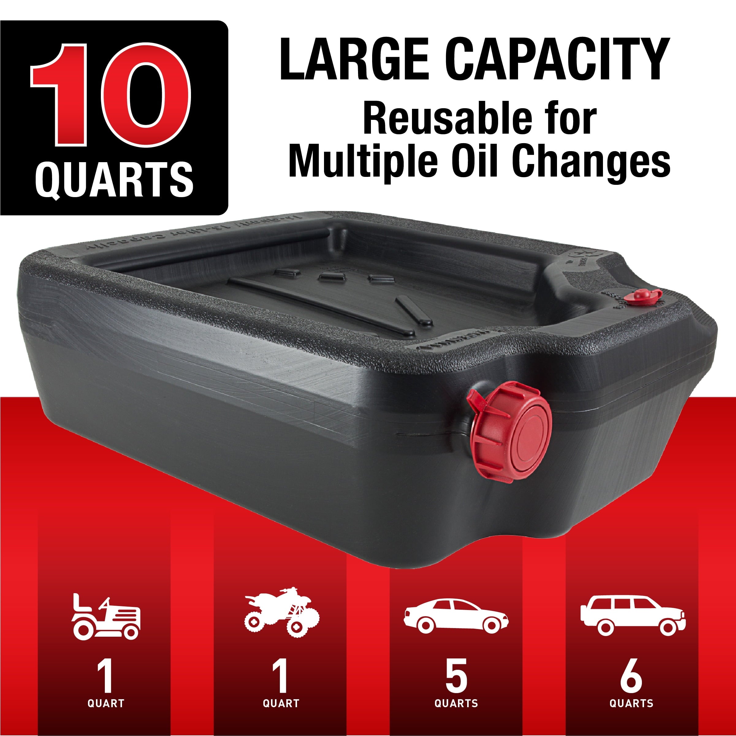 Hyper Tough 10 Quart Automotive Drain Pan Container, 420013HTMI, Black