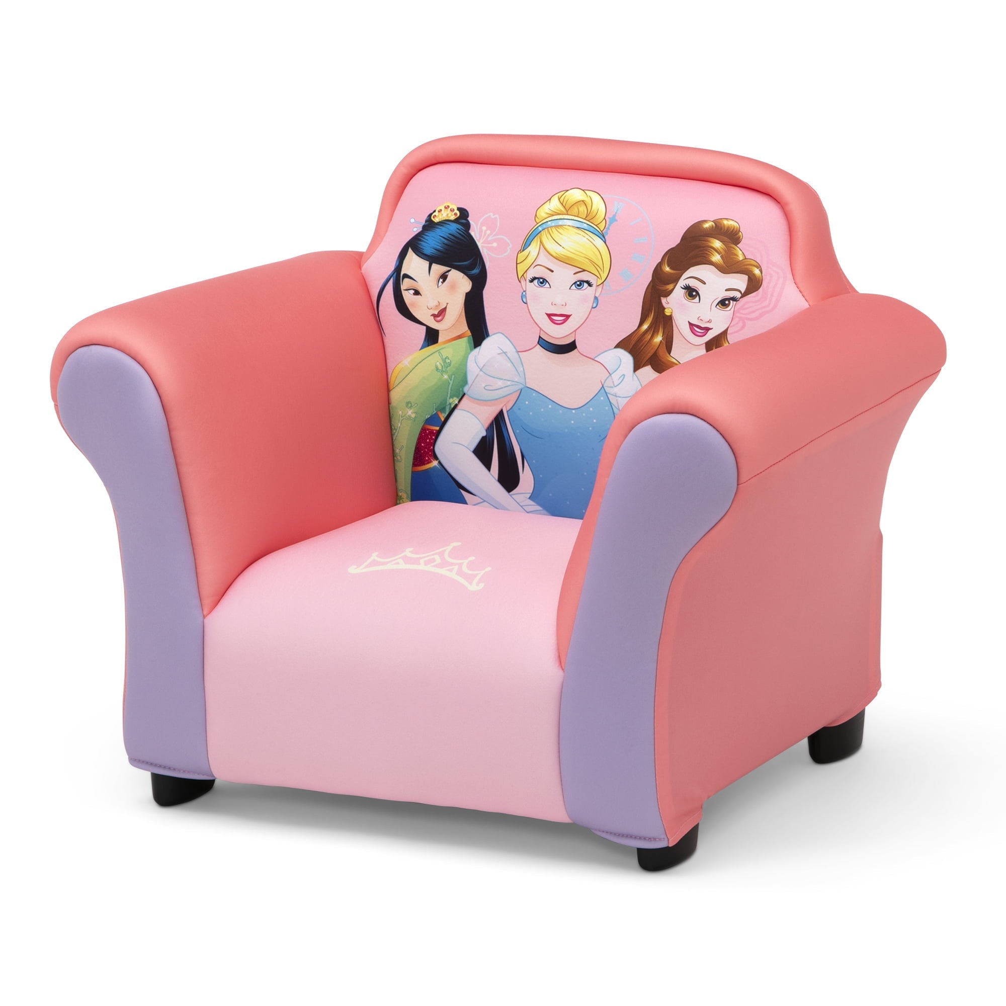 Disney Princess Upholstered Chair with Sculpted Plastic Frame by Delta Children, Pink