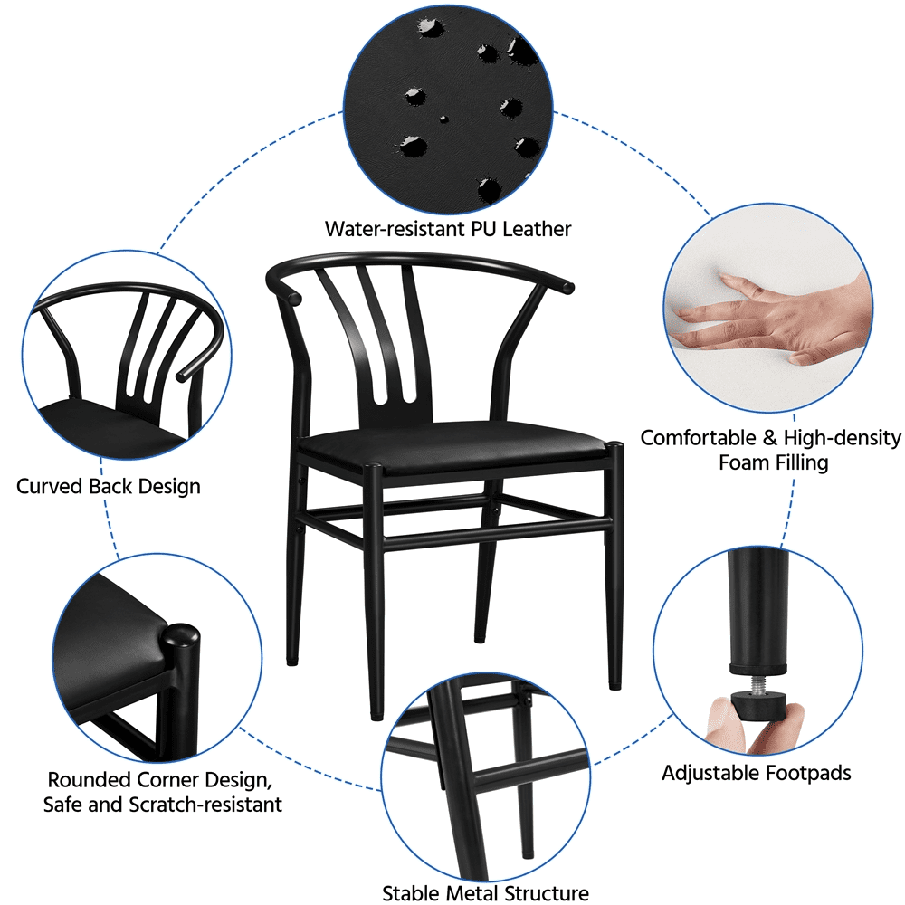 SMILE MART Dining Chair, Set of 2, Black