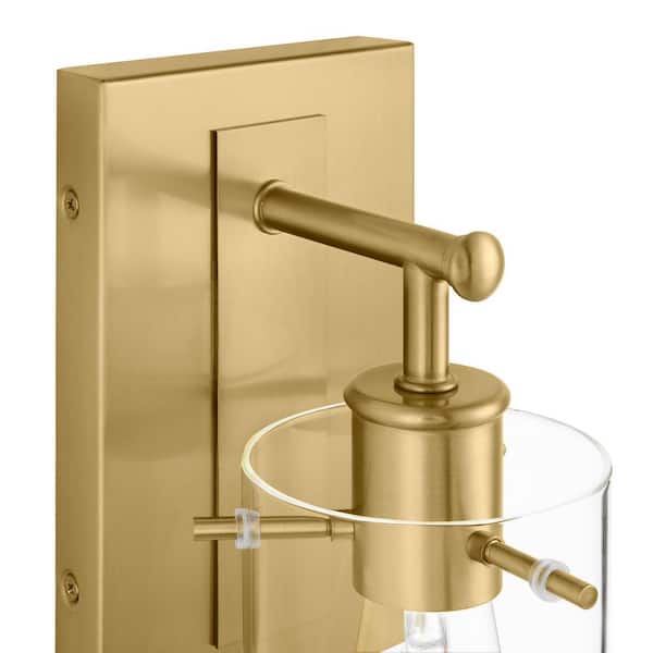 Regan 4.5 in. 1-Light Brushed Gold Vanity Light with Clear Glass Shade