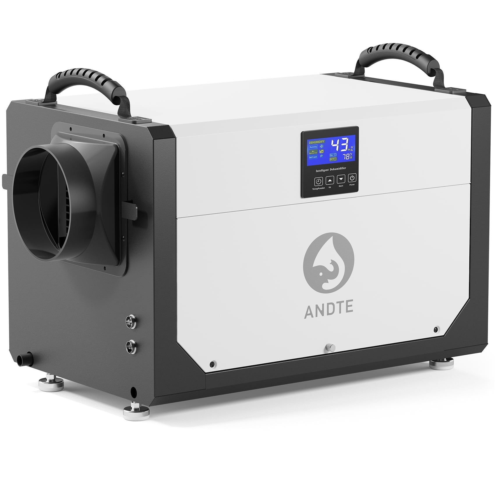 ANDTE 145 Pints Commercial Dehumidifier, Crawl Space Dehumidifier for Basement with 6.56ft Drain Hose and 24 Hr Timer, Compact, Portable, Auto Defrost, Memory Starting