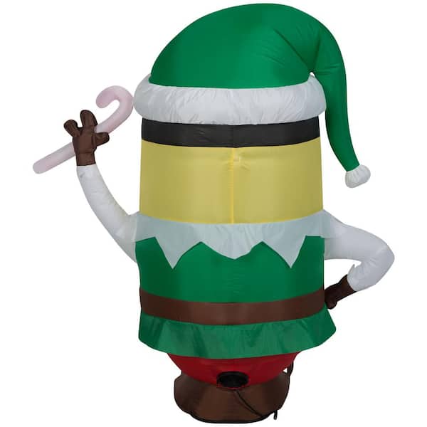 3.5 ft. H x 2 ft. W x 2 ft . 49 in. L LED Lighted Christmas Inflatable Airblown-Stuart as Elf w/Candy Cane-SM-Universal