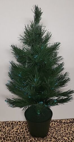 Vintage 24" Fiber Optic Christmas Tree Changing Color Light on Tree Tips  WORKS