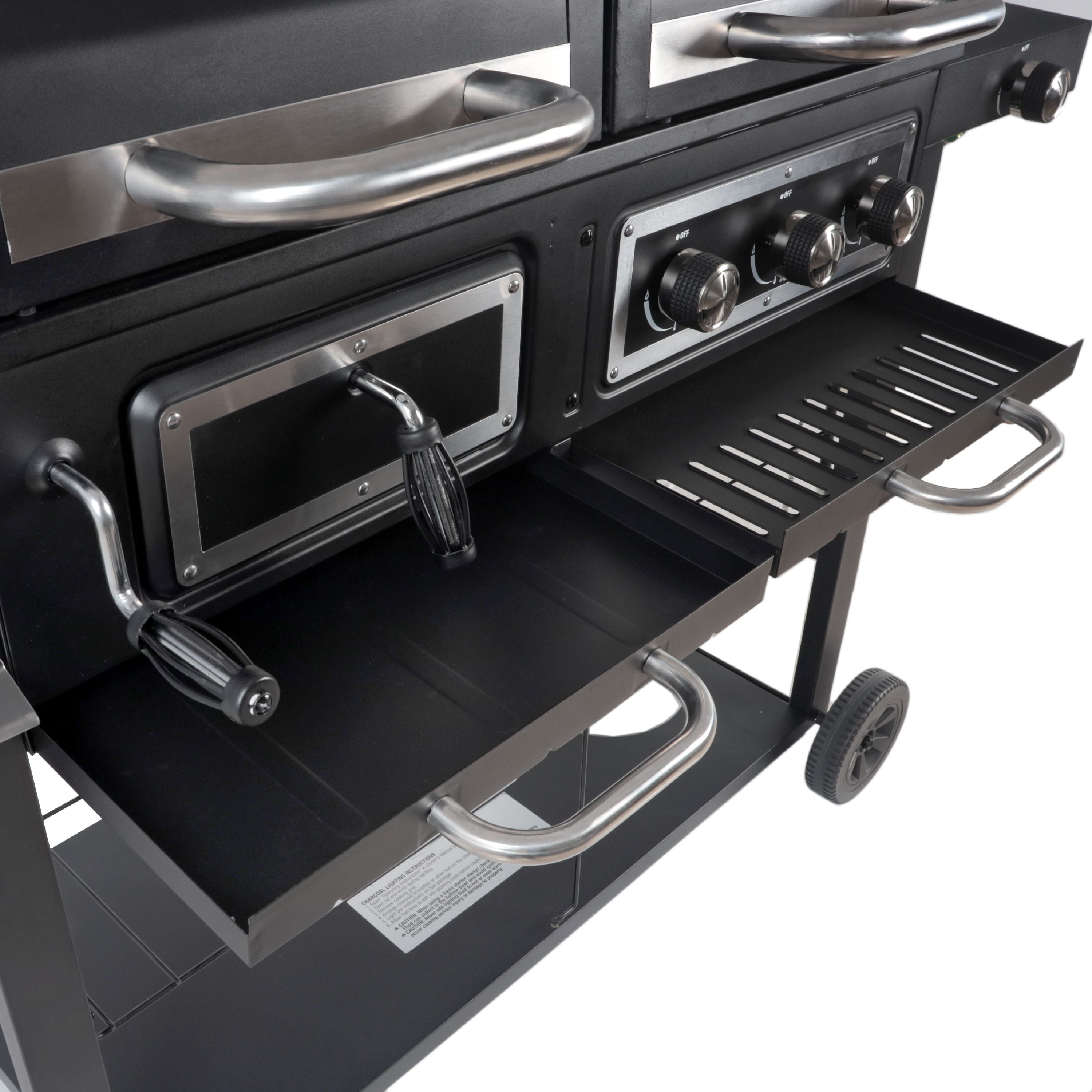 RevoAce Dual Fuel Gas & Charcoal Combo Grill, Black with Stainless