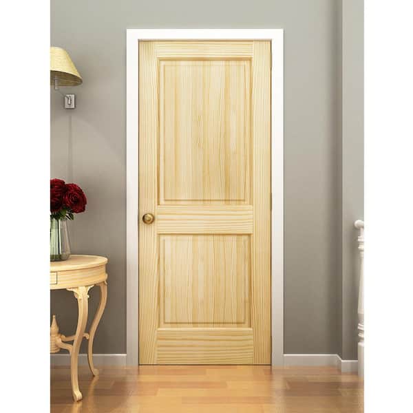 24 in. x 80 in. Unfinished 2-Double Hip Panel Solid Core Wood Interior Door Slab