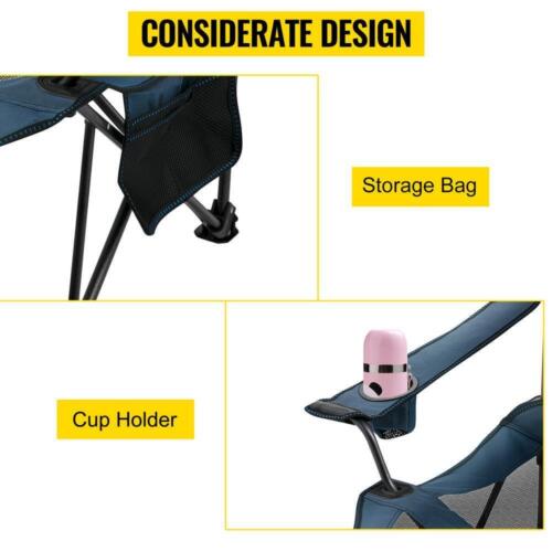 Folding Camp Chair Reclining Camp Chair with Height Adjustable Lounge Chair