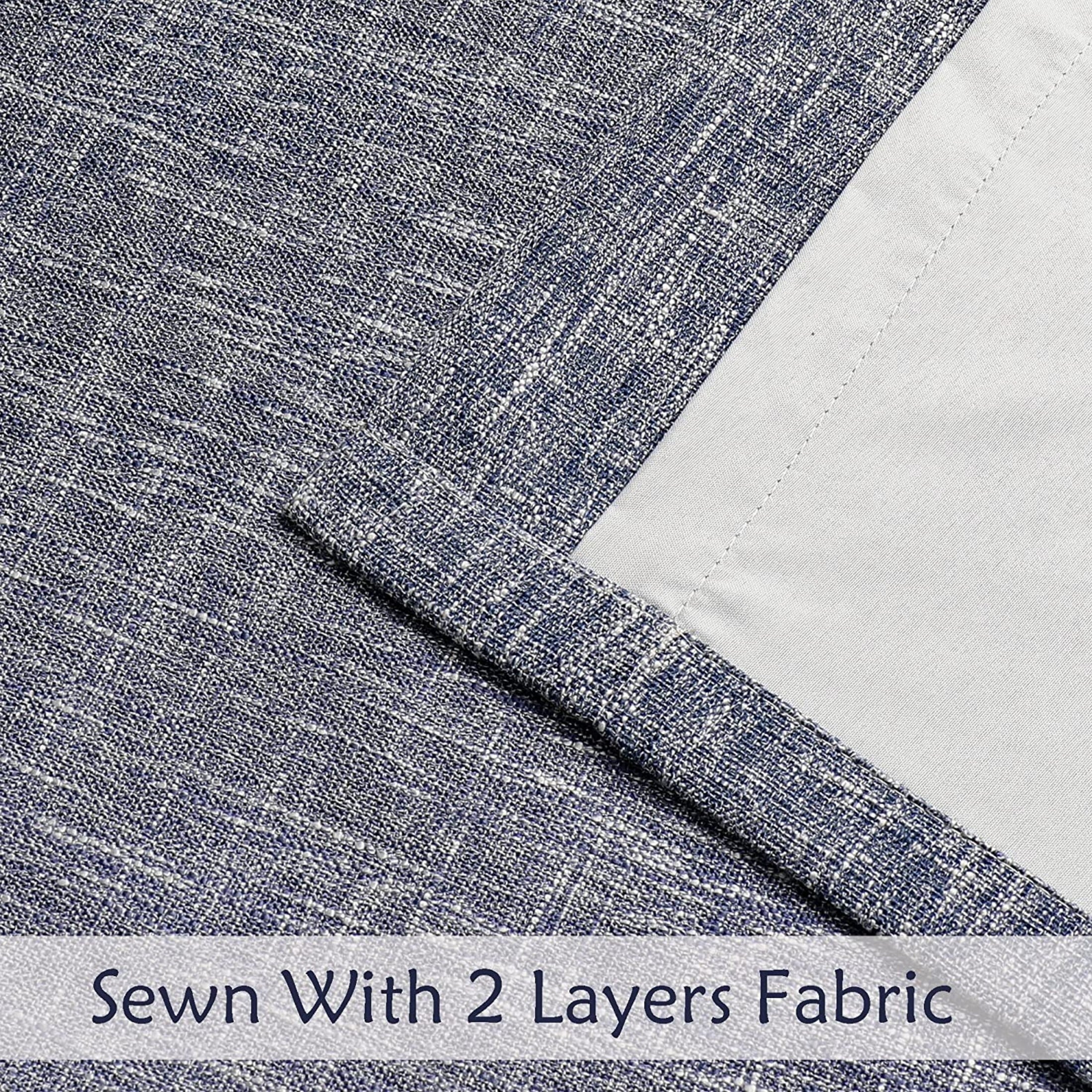 Uptown Home Indigo Blue White Ombre Full Blackout Window Curtain Panels Linen Texture Greyish White Liner Gradient Grommet Drapes for Bedroom Living Room, 50