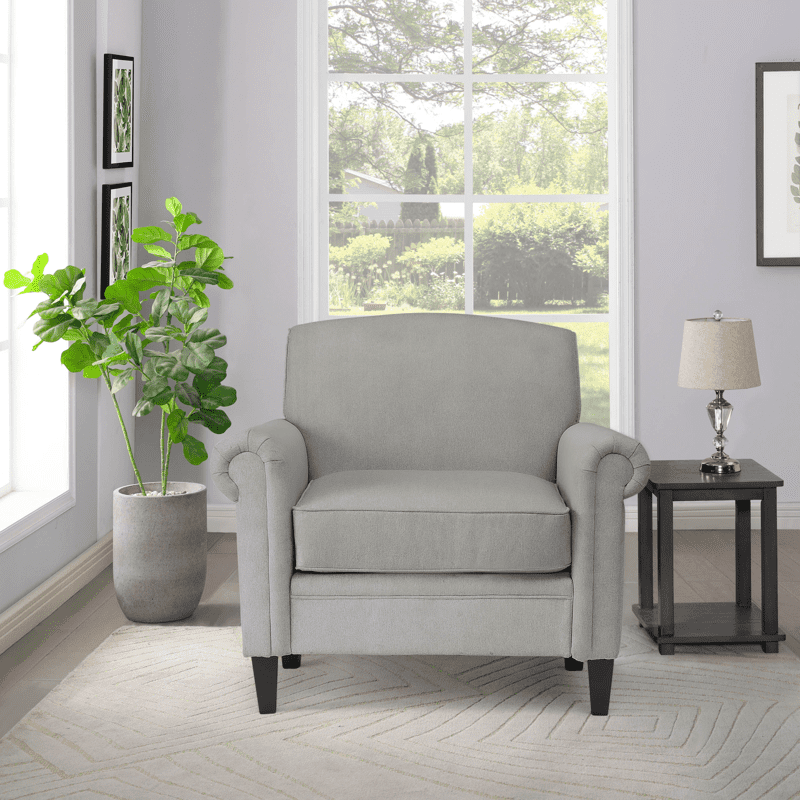KOWO Upholstered Rolled Arm Accent Armchair gray