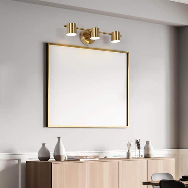 Macue 21 in. 3-Light Brass Gold Integrated LED Bathroom Vanity Light, Farmhouse Wall Light Fixtures, Modern Wall Sconce