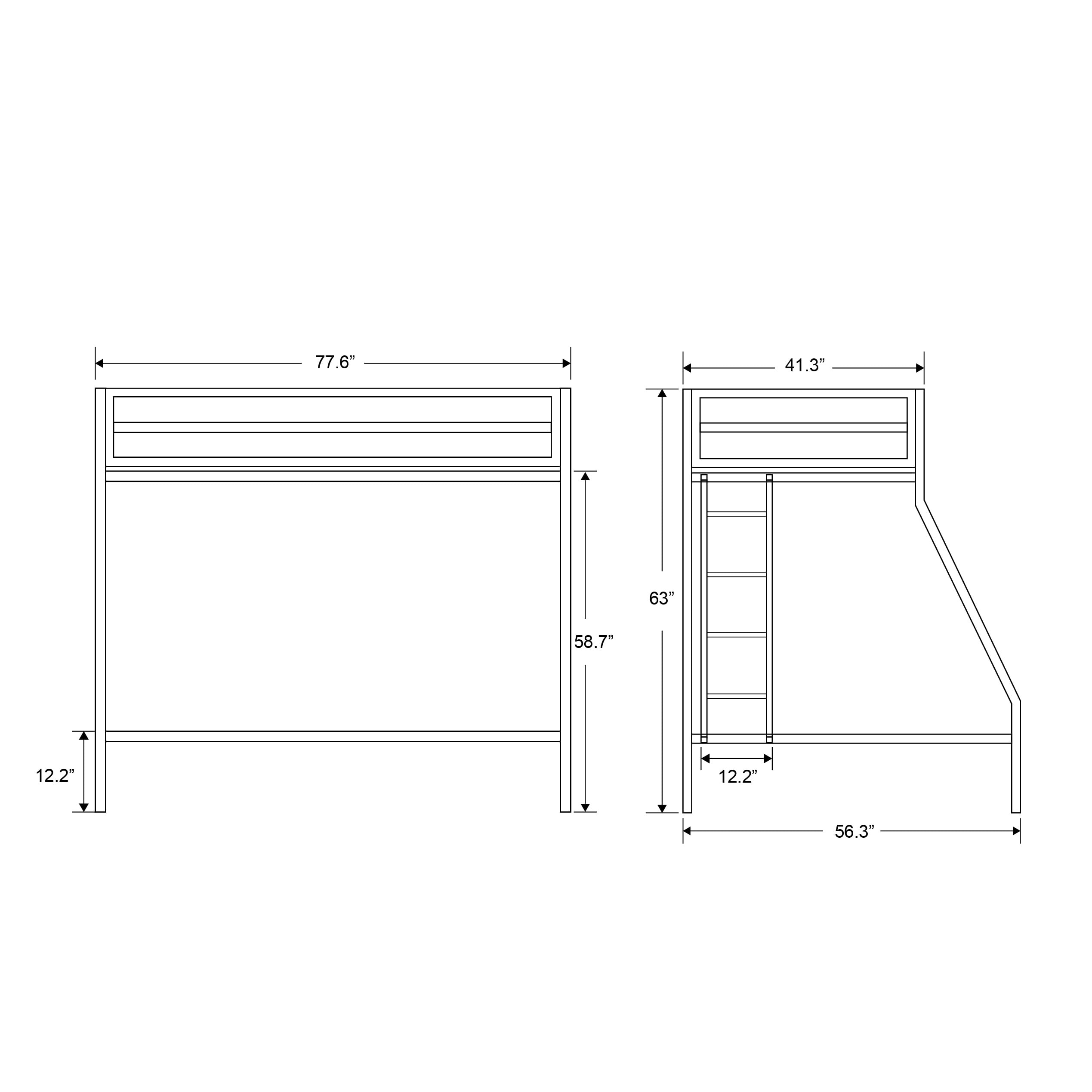 Amolife Twin Over Full Metal Bunk Bed with Stairs, Fullength Guardrail, Matte Black