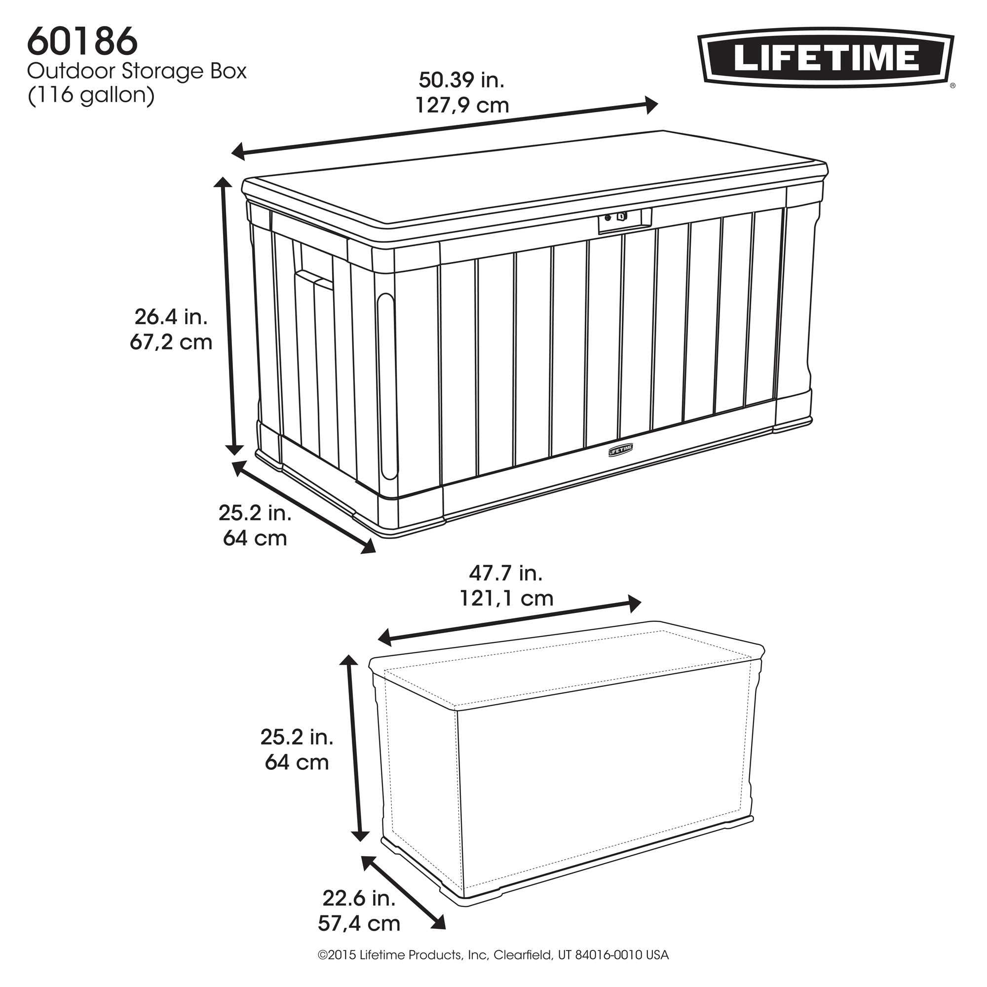 Lifetime Heavy-Duty 116 Gallon Plastic Deck Box, Desert Sand