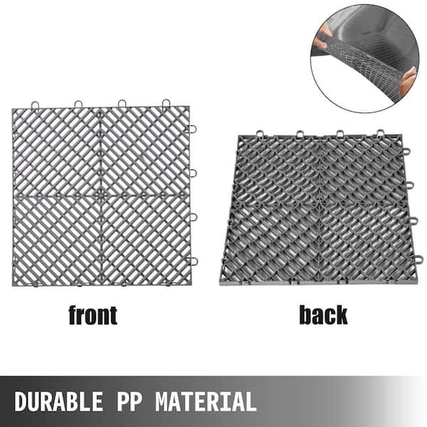 12 in. x 12 in. x 0.5 in. Drainage Interlocking Tiles Composite Rubber Tiles in Gray (50-Packs)