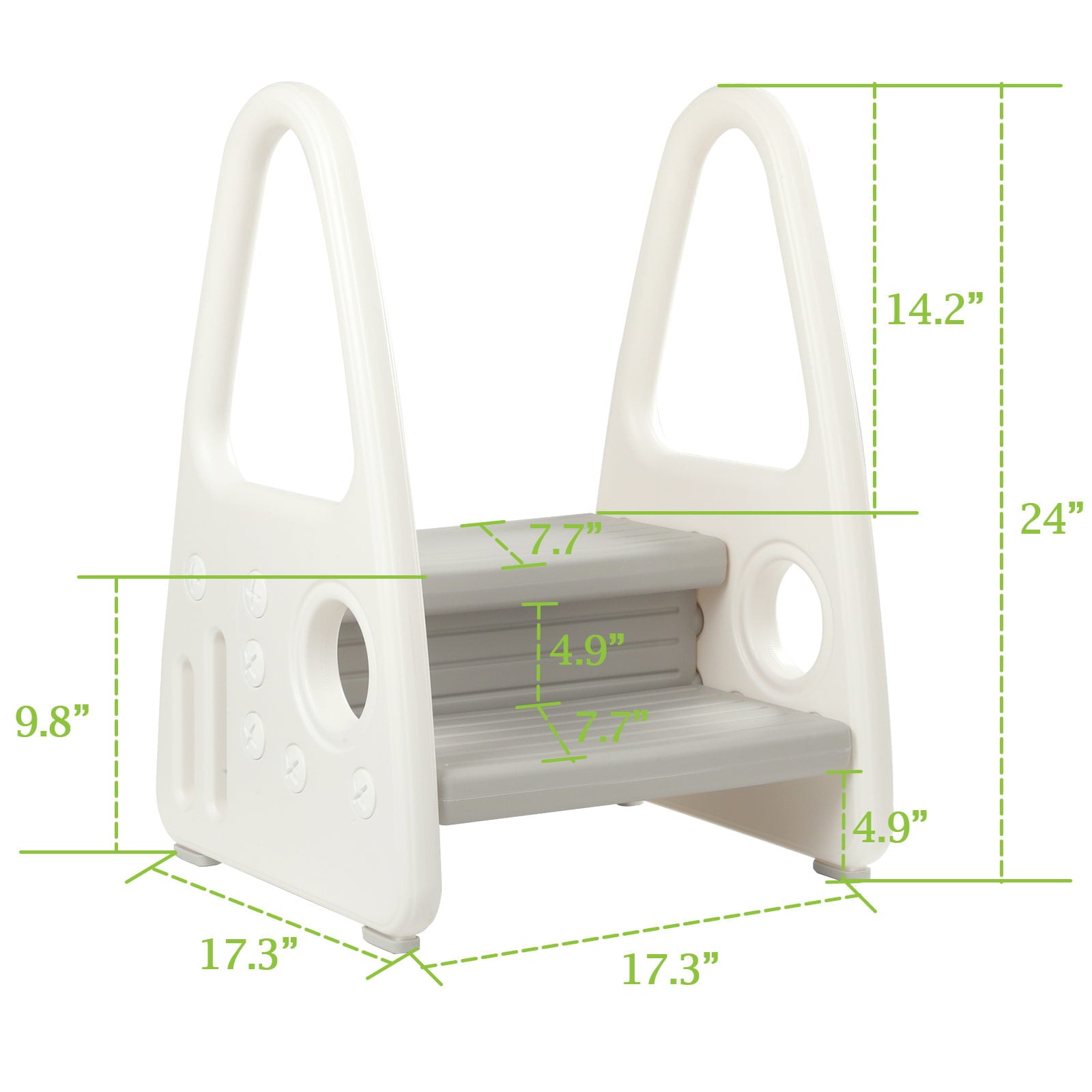 Mangohood Toddler Step Stool, Kids Two Step Tower for Bathroom Sink, Toilet Potty Training, Kitchen Counter, Children Step Up Learning Helper with Safety Handles and Non-Slip Pads,Gray