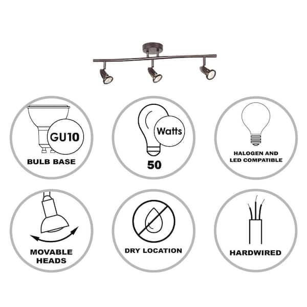 Stingray 2.2 ft. 3-Light Oil Rubbed Bronze Track Light Fixture with Adjustable Heads