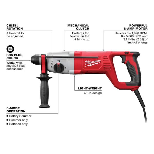 8 Amp Corded 1 in. SDS D-Handle Rotary Hammer