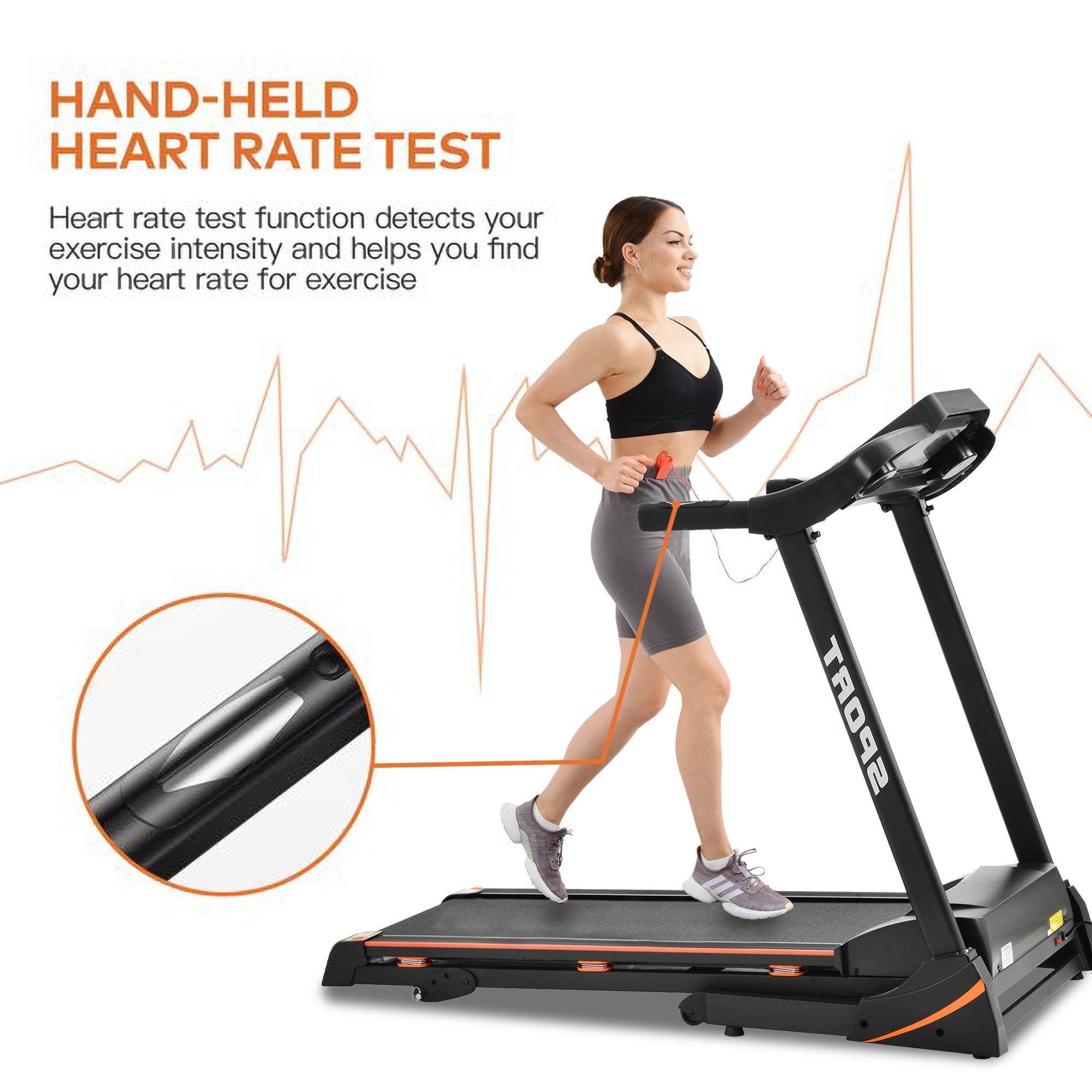 HLAiLL Folding Treadmills With Incline 330lb Capacity Running Machine with Bluetooth Speaker, Device Holder, Easy Assembly&Space-Saving for Walking, Jogging, Running