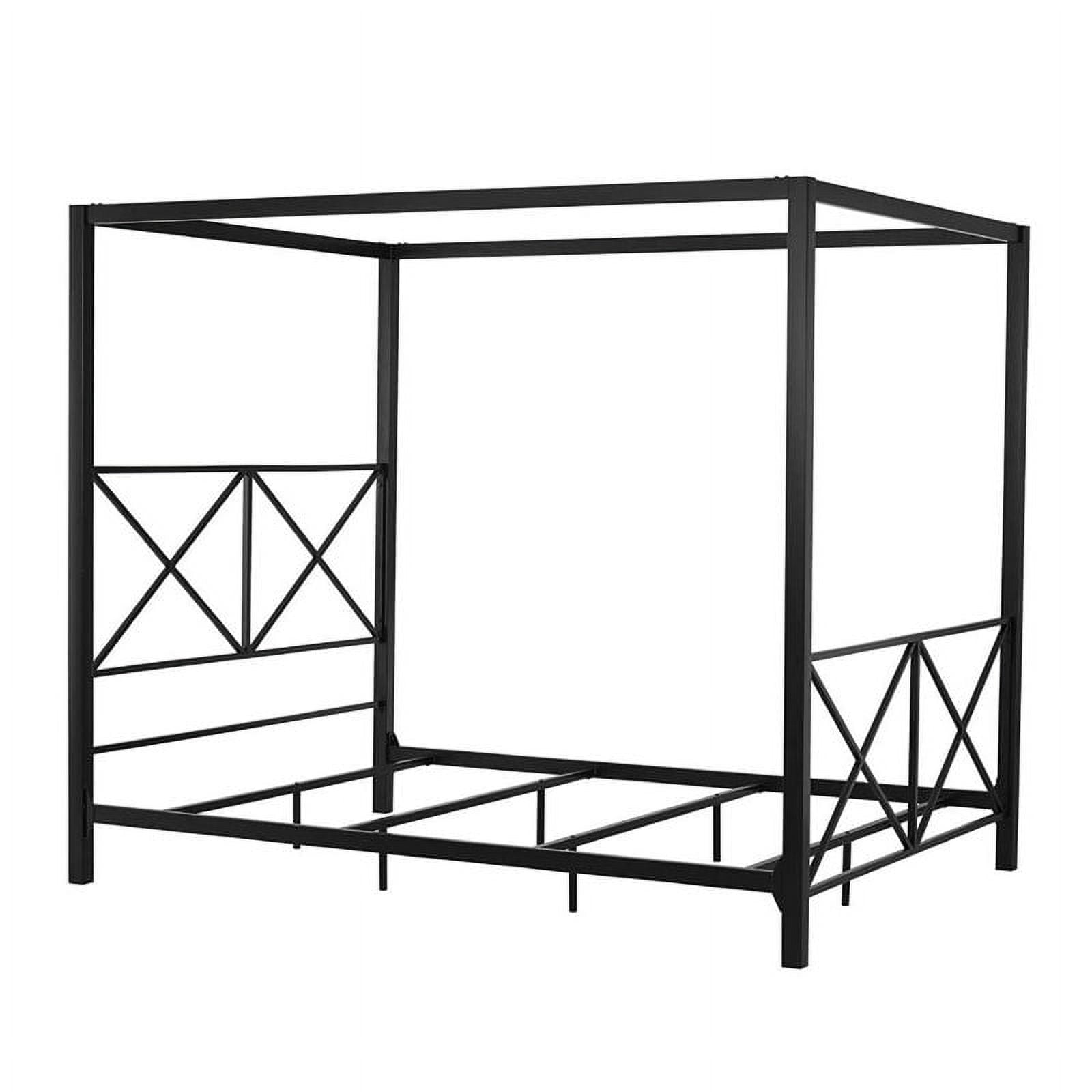 Kingfisher Lane Modern Metal Canopy Bed, Queen, Black