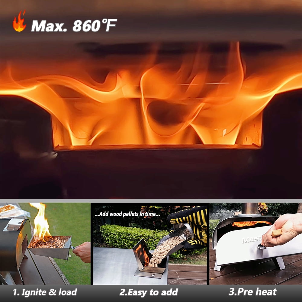 Master Cook 12 in. Black Outdoor Living Wood Pellet Pizza Oven