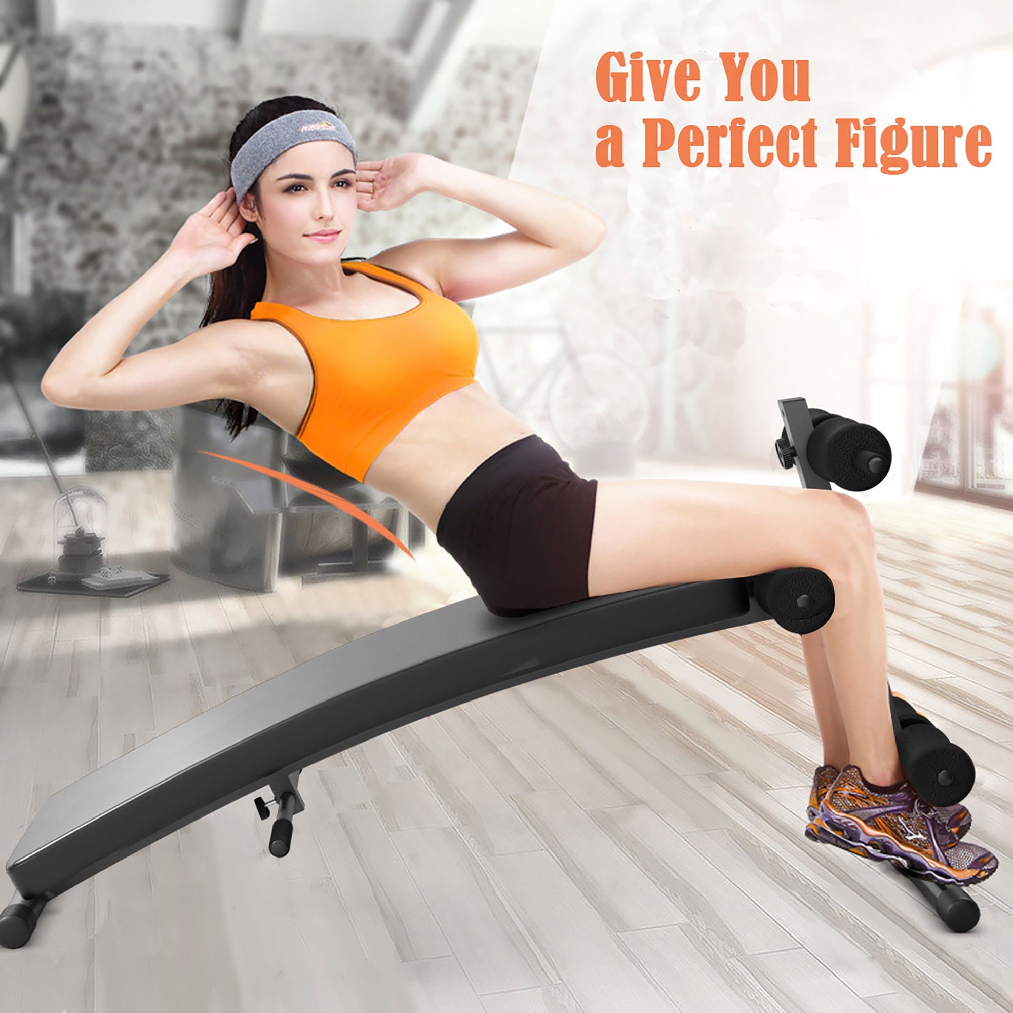 Adjustable Arc-Shaped Decline Sit up Slant Bench Crunch Board Fitness Workout