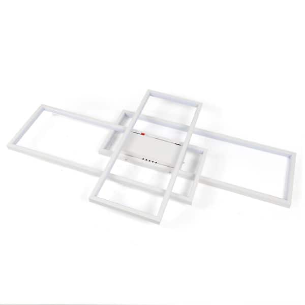 43.3 in. 1-Light Modern White Selectable LED Square Acrylic Dimmable Flush Mount Ceiling Light with Remote