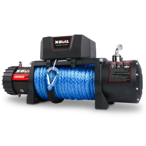 X-BULL 12000LBS Electric Winch Synthetic Rope Trailer Towing Truck 12V Jeep 4WD
