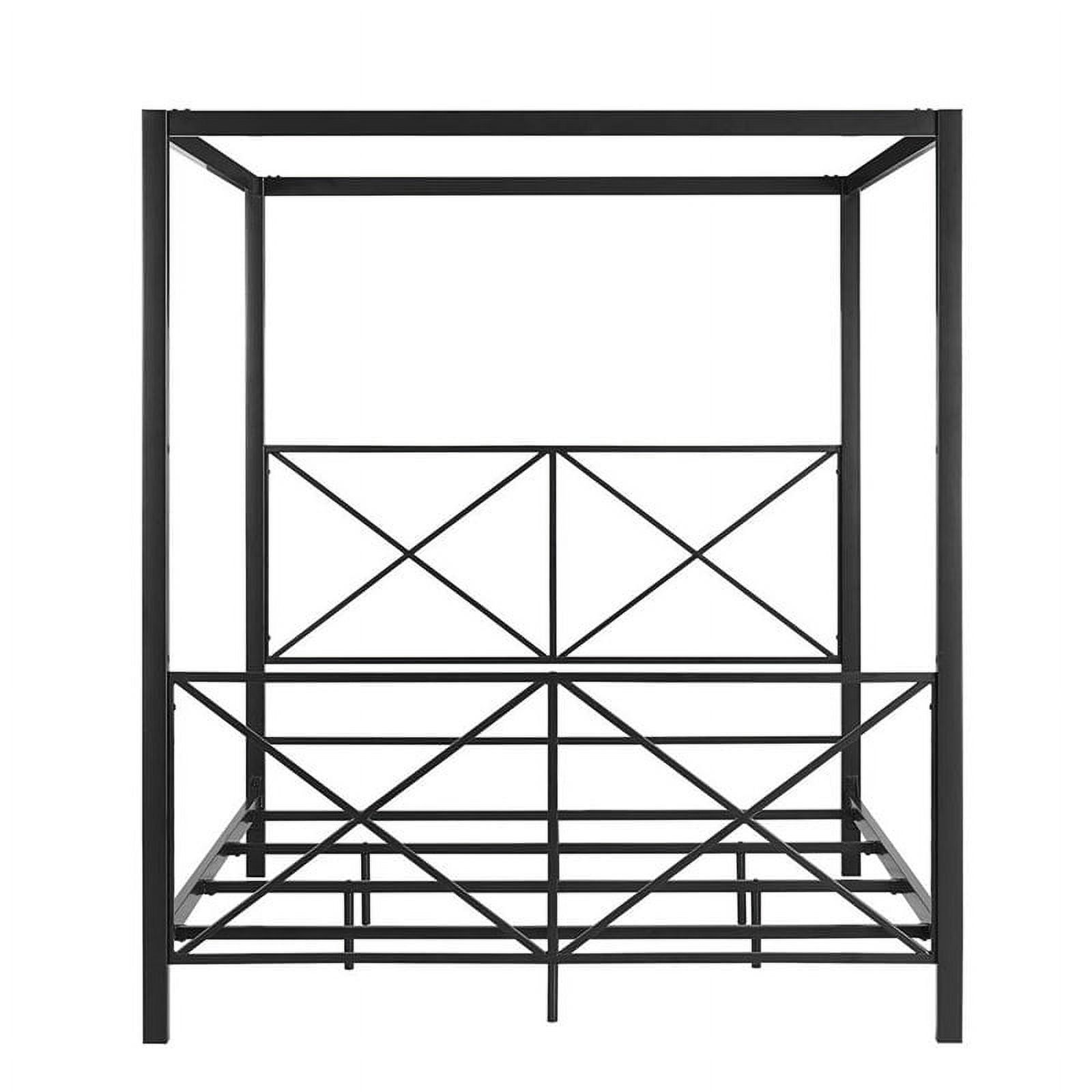 Kingfisher Lane Modern Metal Canopy Bed, Queen, Black