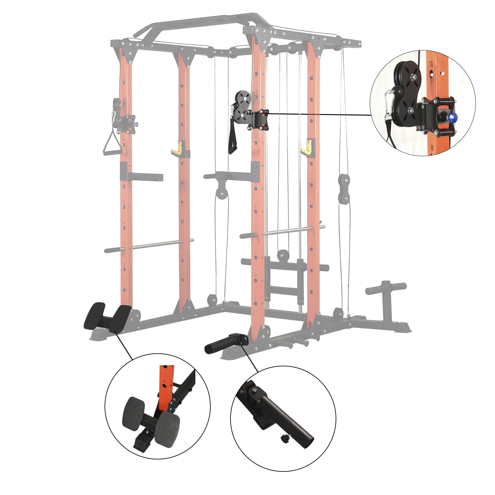 Seizeen Power Cage, 1400LBS Squat Rack with Cable Crossover System, Home Gym Equipment Multi-Function Smith Machine with LAT PullDown System Training Attachments