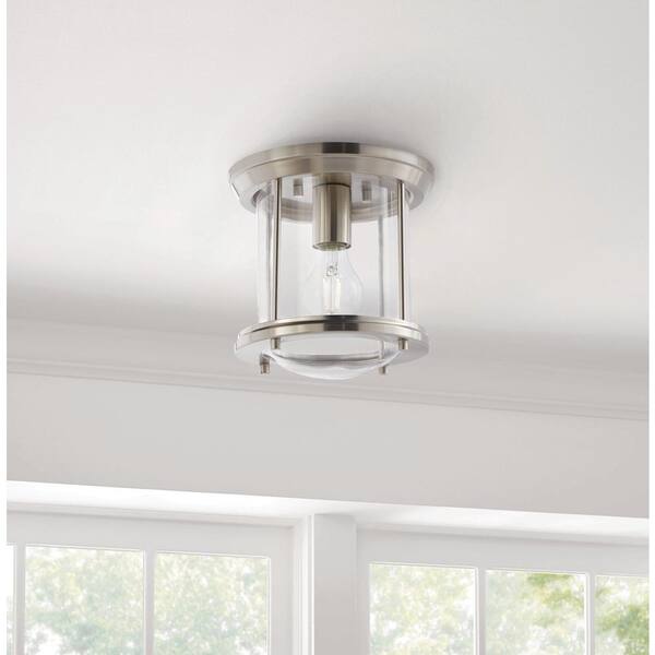 Melrose Park 8 in. 1-Light Brushed Nickel Flush Mount