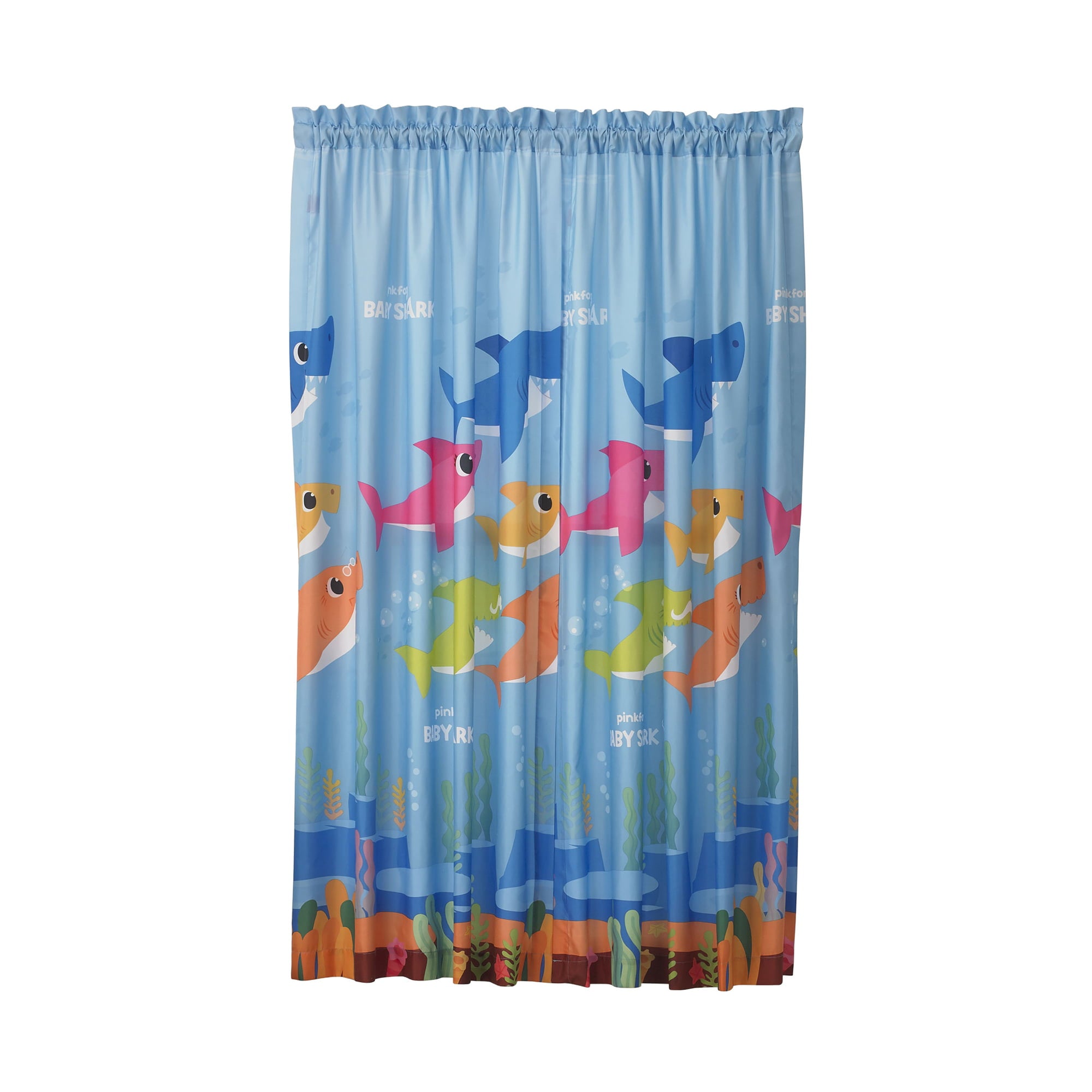 Baby Shark Kids Bedroom Microfiber Window Curtain Set, 2 Panels, 63