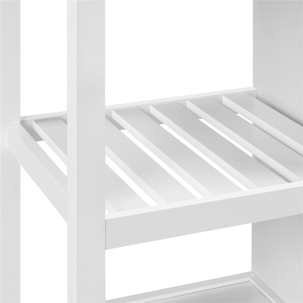 Yaheetech Mobile Kitchen Cart with Cabinet & Open Shelves, White