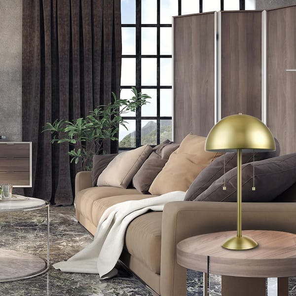 Haydel 21 in. 2-Light Matte Brass Table Lamp