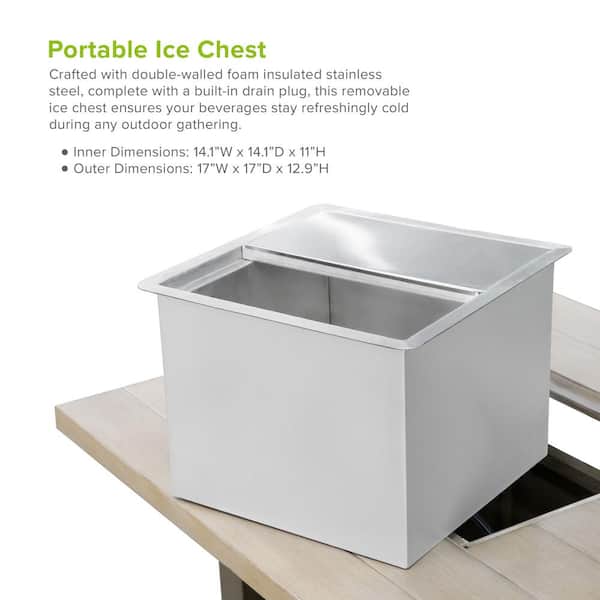 Bordeaux 55000 BTU 71 in. Rectangle Aluminum Frame Outdoor Fire Pit Table with Insulated Ice Chest