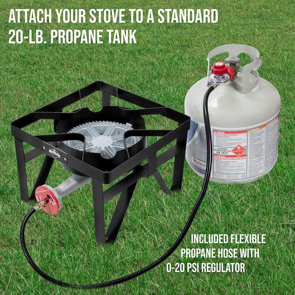 Single Propane Burner Stove, Cast Iron Portable Stove With Adjustable Regulator