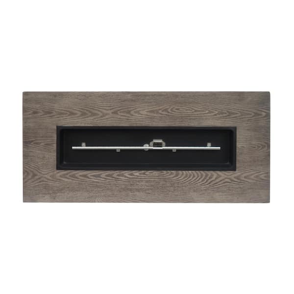 Mayfair Brown Wood Pattern Metal Rectangular Stone Fire Pit (No Tank Holder)