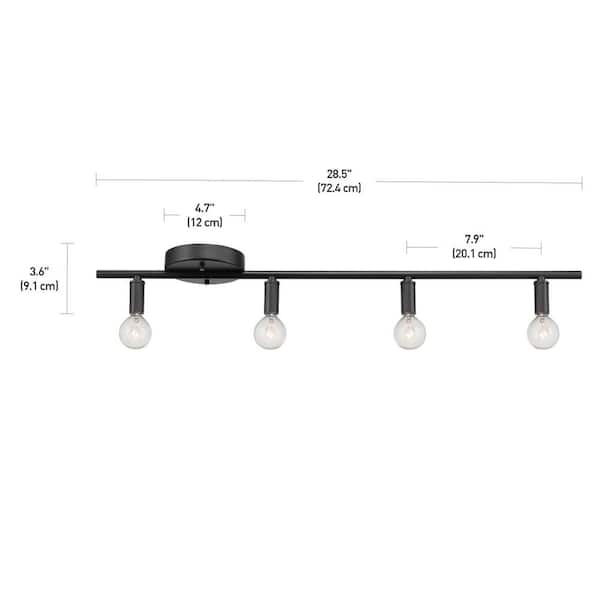 Monroe 2.36 ft. 4-Light Matte Black Slim Profile Fixed Track Lighting Kit