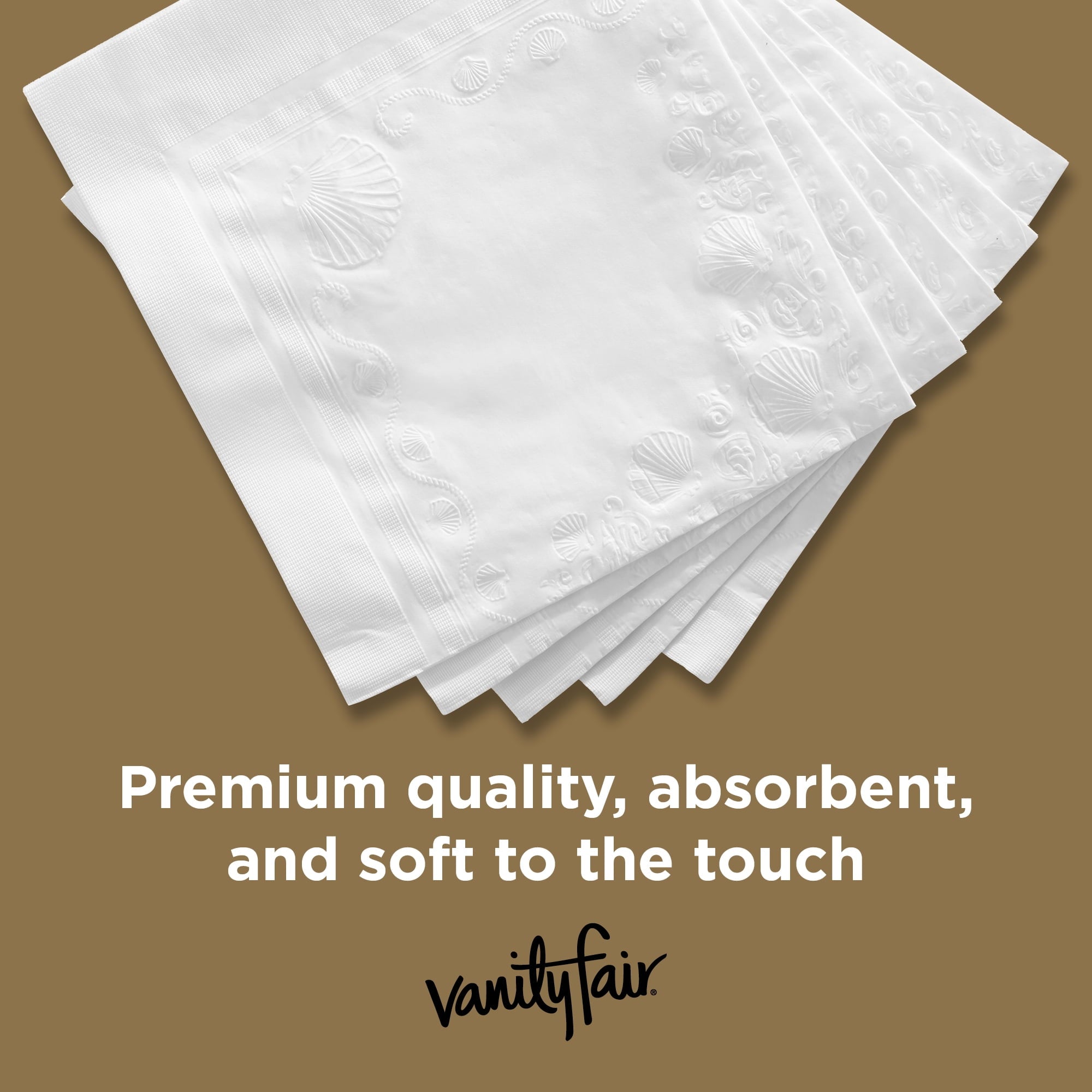 Vanity Fair Entertain Disposable Paper Napkins, White, 40 Count