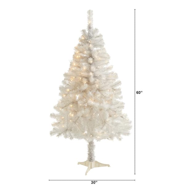 5 ft. Pre-Lit White Artificial Christmas Tree with 150 Clear LED Lights