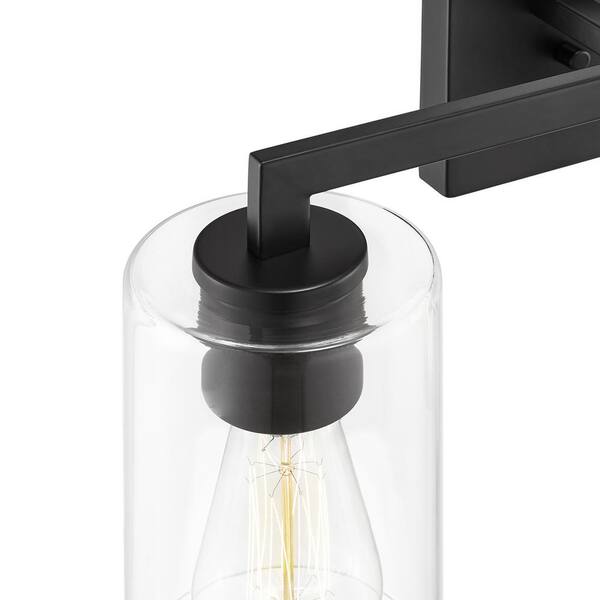 20.75 in. 3-Light Matte Black Vanity Light with Clear Glass Shade