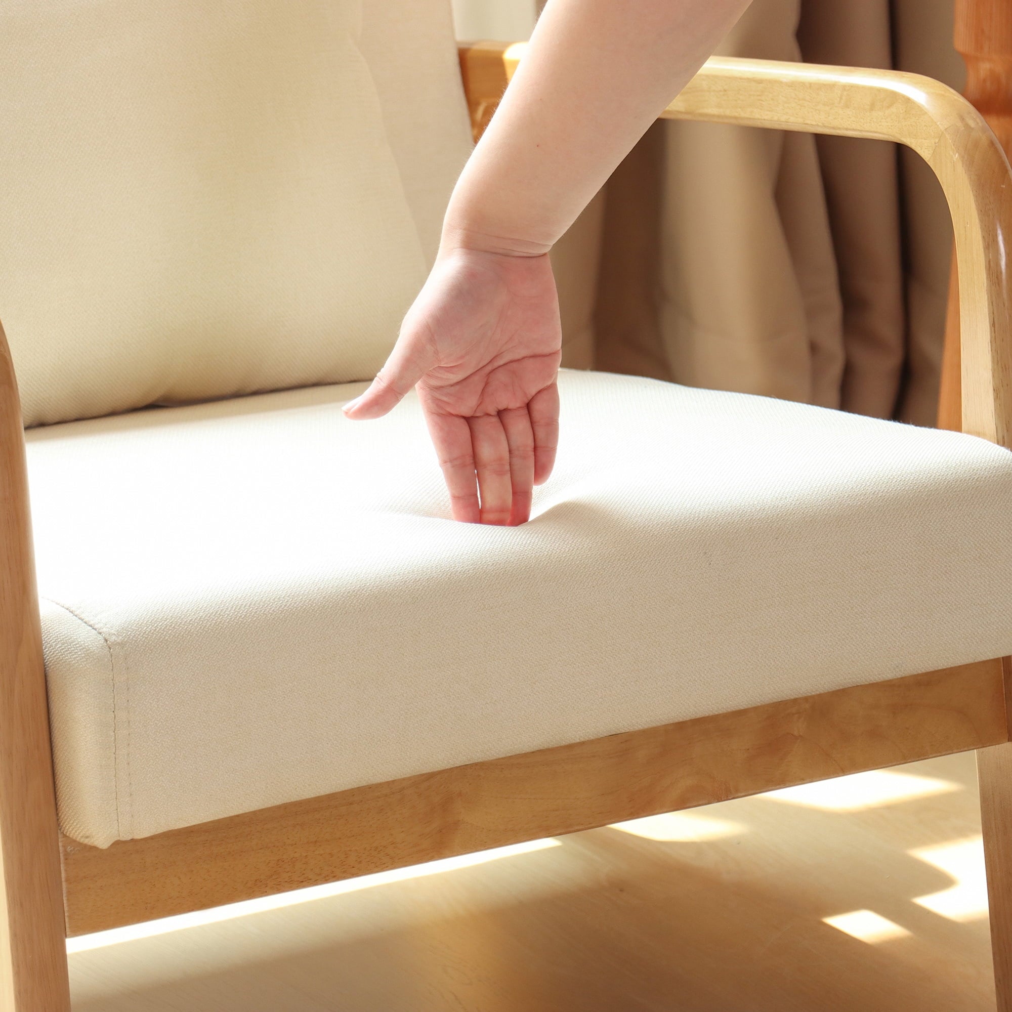 Mid Century Modern Accent Chair,Fabric Reading Armchair,Linen Upholstered Accent Chairs for Living Room/Bedroom,25.6