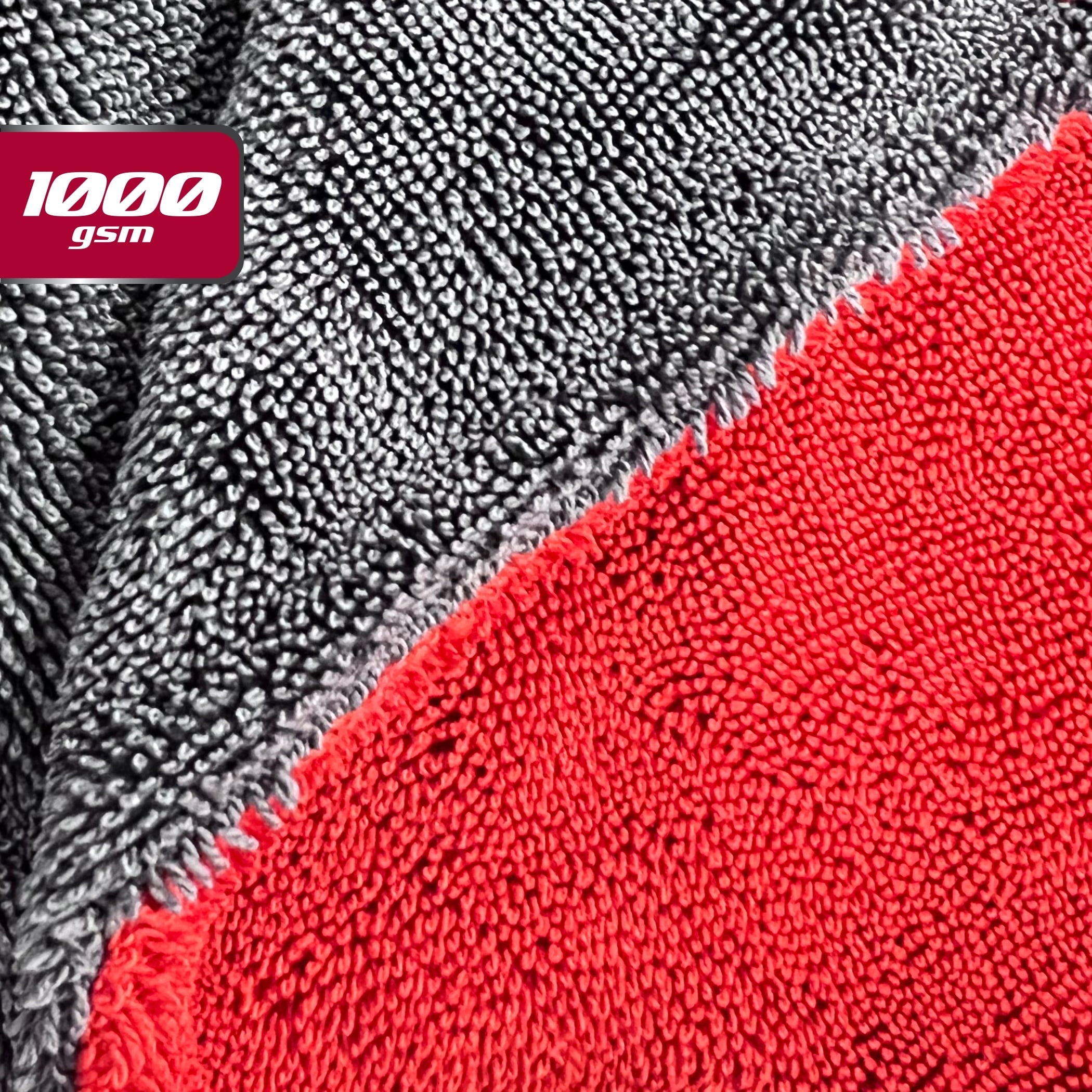 Platinum Series Twisted Terry Super Absorbent Car Drying Cleaning Towel, 2 Count, Red, Gray