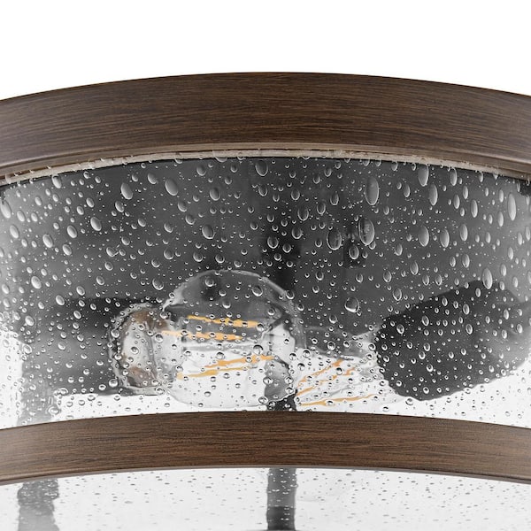 Richland 2-Light Dark Bronze Flush Mount Clear Seedy Glass