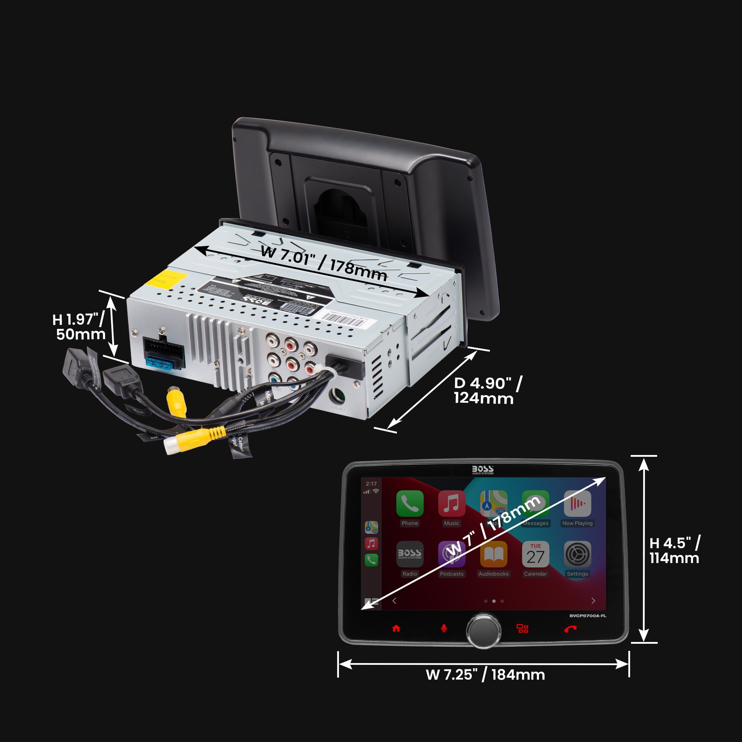 BOSS Audio Systems BVCP9700A-CFL Single Din Car Stereo System with Backup Camera