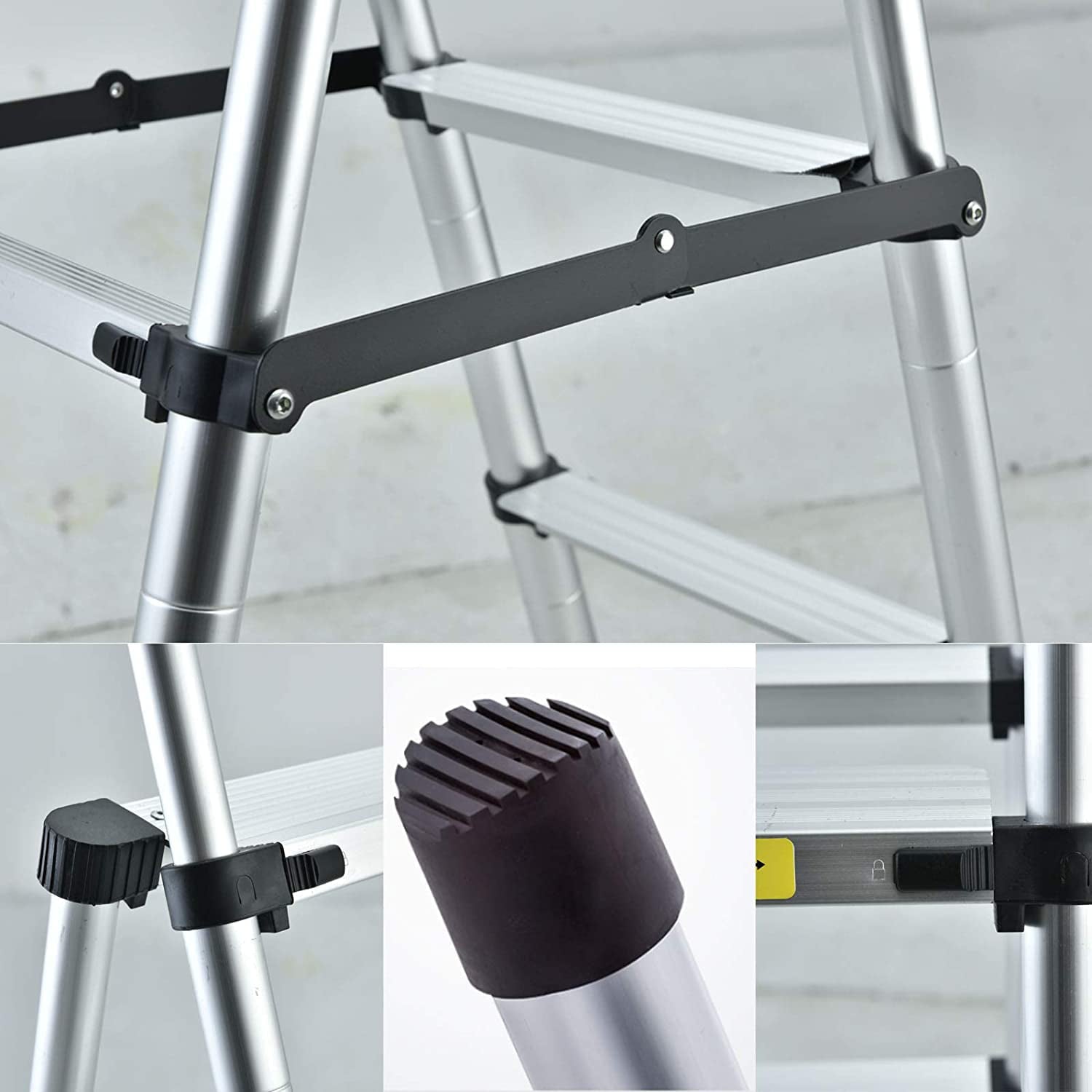 Thicken Aluminum Extension Step Ladder Folding Telescopic Ladder Telescoping Ladders 1.7M - 2M, Extra Wide Steps and Anti-Slip feet Ladder (5+6 Step)