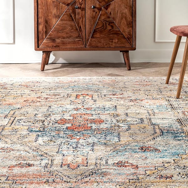 Marley Cardinal Cartouche Beige 8 ft. x 10 ft. Traditional Area Rug