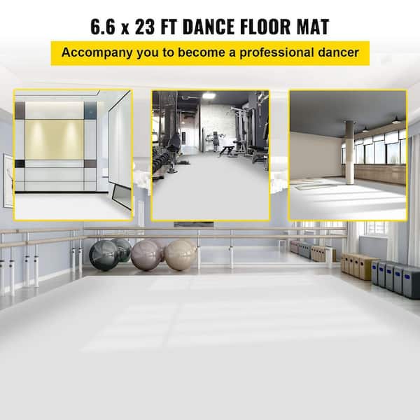 Dance Floor 6.6 ft. x 23 ft. Reversible Dance Floor Roll 0.06 in. Thick Non-Slip Dance Flooring 150.7 sq ft,White/Black
